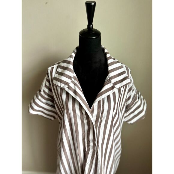 BANANA REPUBLIC Women's Rhyah Poplin Maxi Striped Roll Sleeve Dress Size XL/XXL - Picture 4 of 11